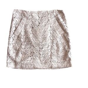 Ecru Crochet Lace Mini Skirt 10 Pockets Girly Preppy Festival Corp Emo Boho Chic